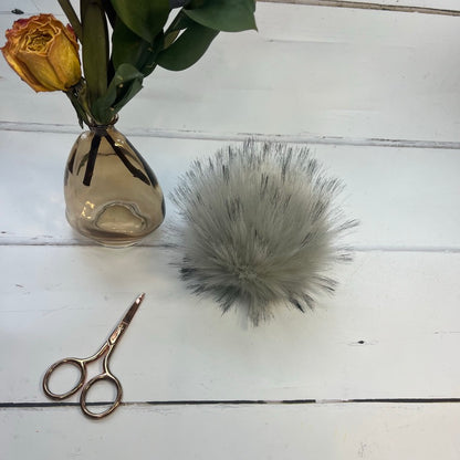 Stone handmade faux fur pom pom. Detachable option