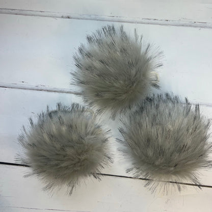 Stone handmade faux fur pom pom. Detachable option