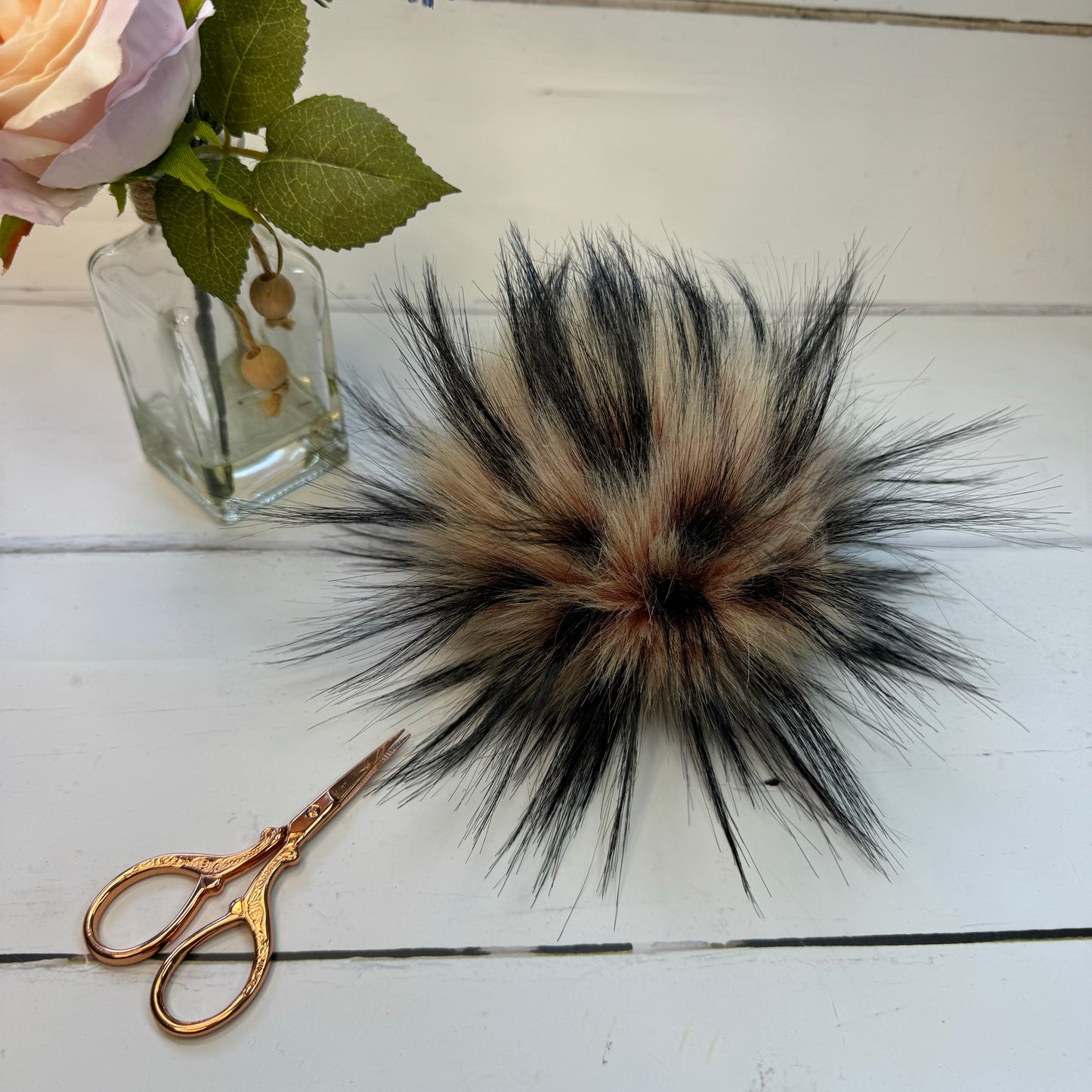 Watermelon Sugar coloured faux fur pom pom. Detachable option. Handmade - NEW