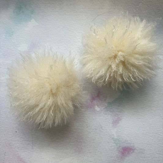 Cream faux alpaca handmade faux fur pom pom. Detachable option - NEW