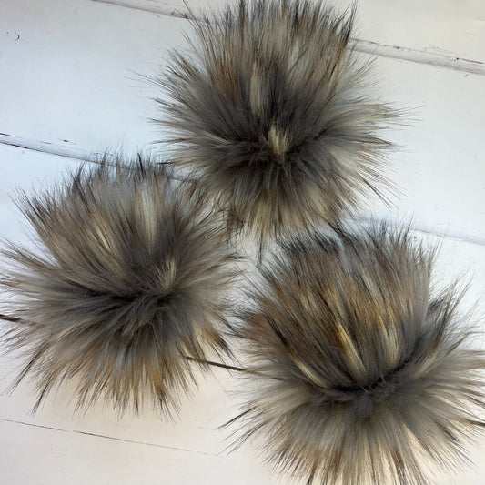 Koala coloured faux fur pom pom. Detachable option. Handmade