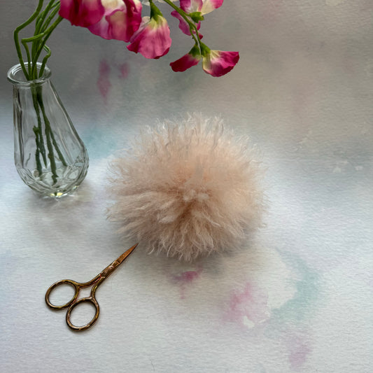 Blush Pink faux alpaca handmade faux fur pom pom. Detachable option - NEW