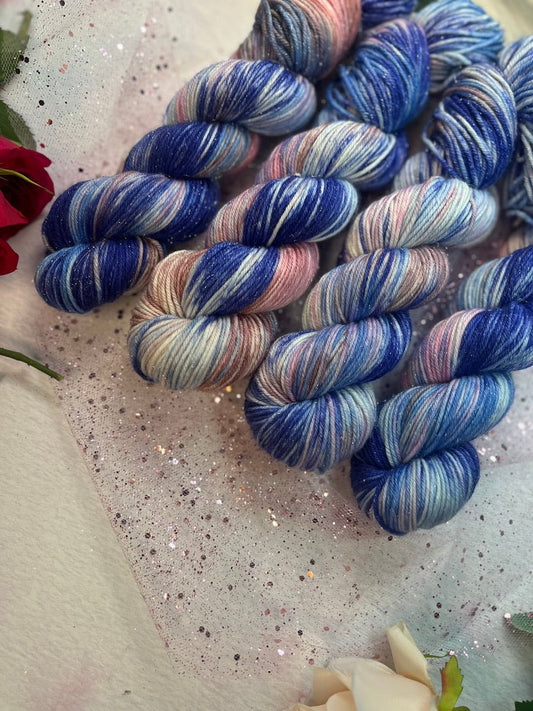 Make it Pink! Make it Blue! - Silver Sparkle DK -  Once Upon a Dream -  Hand Dyed Yarn - Ready to Ship