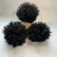Black faux alpaca handmade faux fur pom pom. Detachable option - NEW