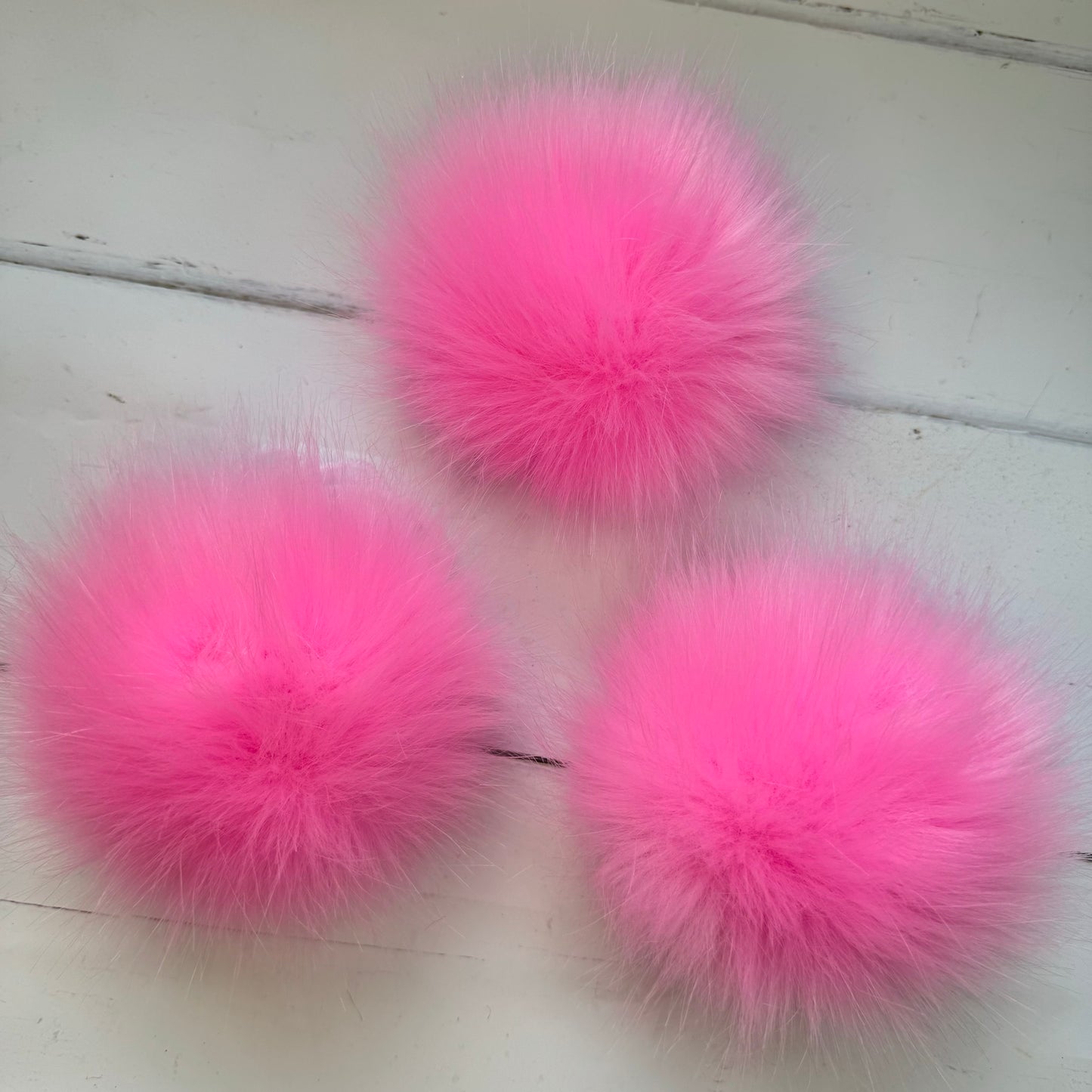 Bubblegum coloured faux fur pom pom. Detachable option. Handmade - NEW