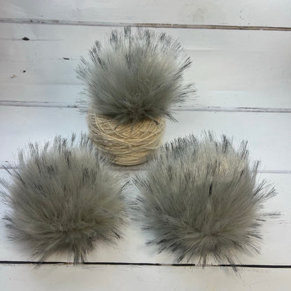 Stone handmade faux fur pom pom. Detachable option