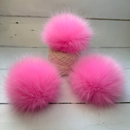 Bubblegum coloured faux fur pom pom. Detachable option. Handmade - NEW