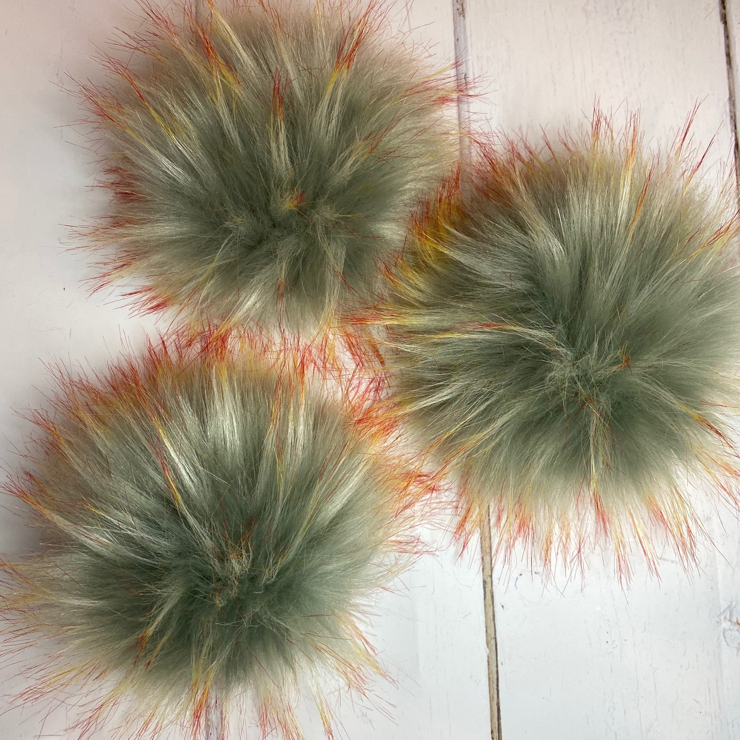 Fire & Ice coloured faux fur pom pom. Detachable option. Handmade - NEW