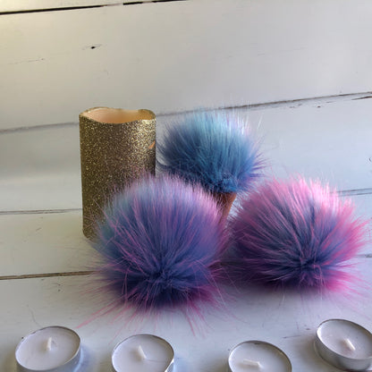 Unicorn handmade faux fur pom pom. Detachable option