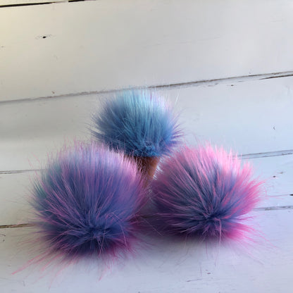 Unicorn handmade faux fur pom pom. Detachable option