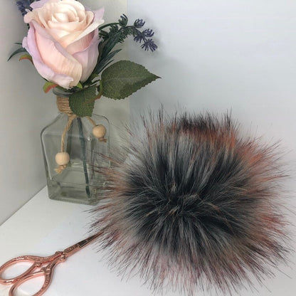 Autumnal Grey - handmade faux fur pom pom. Detachable option. Handmade