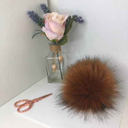 Pumpkin Faux Fur pom pom. Detachable option. Handmade