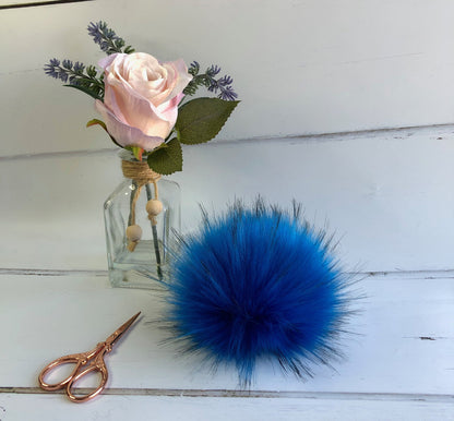 Bluebird handmade faux fur pom pom. Detachable option. Handmade