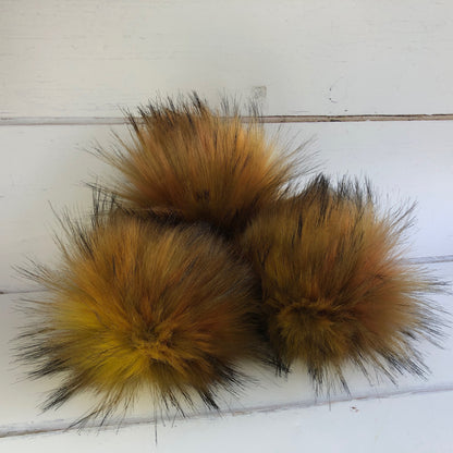 Peachy Keen faux fur pom pom. Detachable option. Handmade