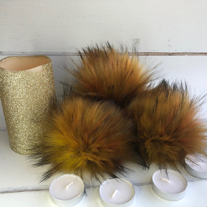 Peachy Keen faux fur pom pom. Detachable option. Handmade