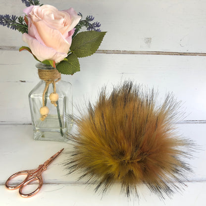 Peachy Keen faux fur pom pom. Detachable option. Handmade