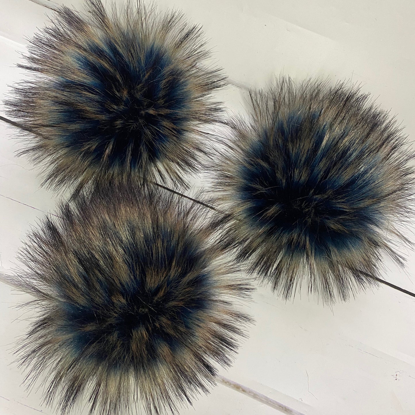 Midnight Fizz handmade faux fur pom pom. Detachable option. Handmade - NEW