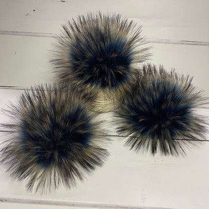 Midnight Fizz handmade faux fur pom pom. Detachable option. Handmade - NEW